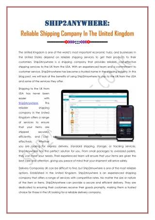 Ship2Anywhere: Reliable Shipping Company In UK