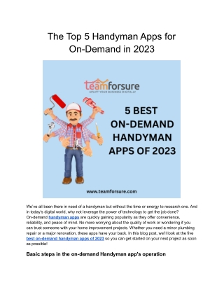 5 Best Handyman On-Demand Apps for 2023 | Teamforsure