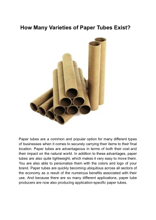 How Many Varieties of Paper Tubes Exist