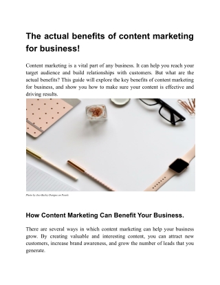 The actual benefits of content marketing for business!
