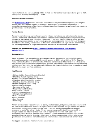 Global Industry Analysis and Forecast for the Melamine Market (2022-2029)