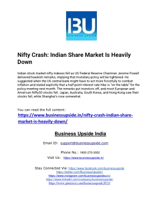 Nifty Crash Indian Share Market Is Heavily Down