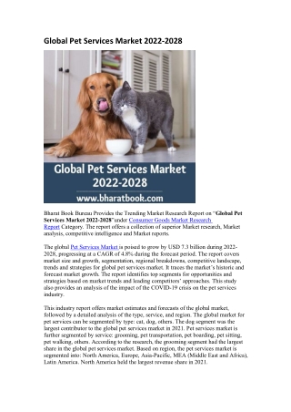 Global Pet Services Market 2022-2028