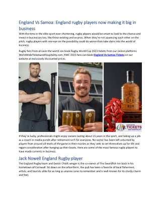 England Vs Samoa England rugby players now making it big in business