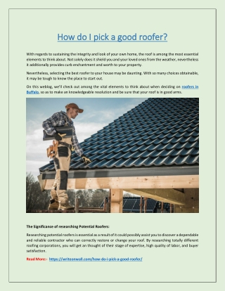 How do I pick a good roofer?