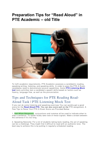 Preparation Tips for “Read Aloud” in PTE Academic