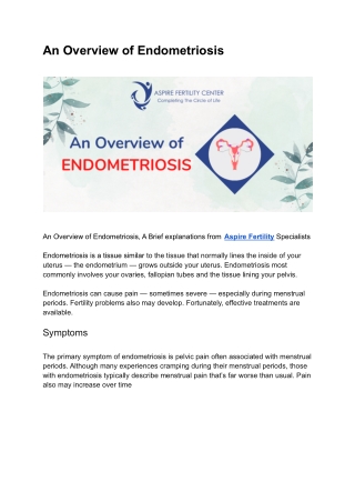 An Overview of Endometriosis
