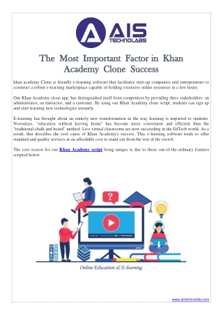 The Most Important Factor in Khan Academy Clone Success