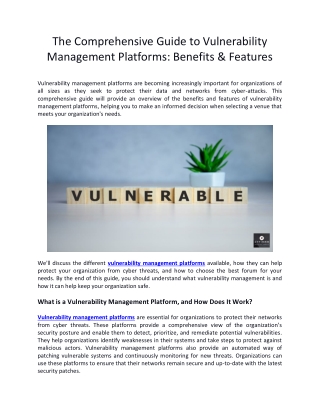 The Comprehensive Guide to Vulnerability Management Platforms