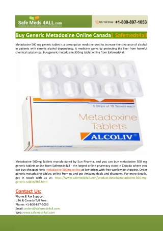 Buy Generic Metadoxine Online