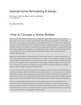 Optimal Home Remodeling & Design