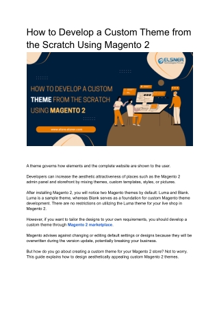 How to Develop a Custom Theme from the Scratch Using Magento 2