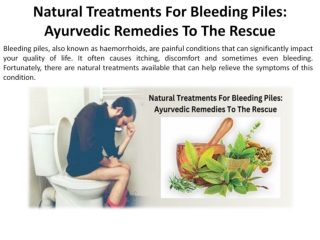 Ayurvedic Medicine-Based Natural Bleeding Pile Treatments
