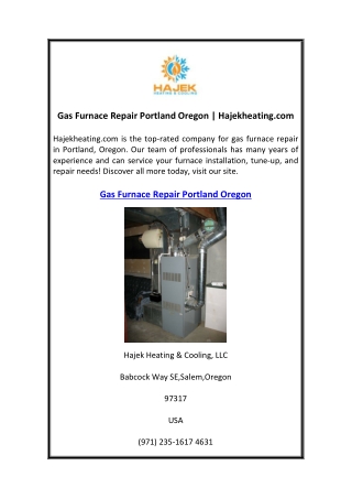 Gas Furnace Repair Portland Oregon  Hajekheating.com