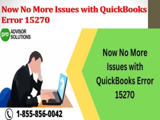 Now No More Issues with QuickBooks Error 15270