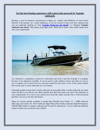 Get the best boating experience with watercrafts powered by Yamaha outboards