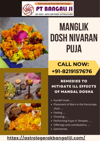 Manglik Dosh Nivaran Puja | Call Now |  91-8219157676