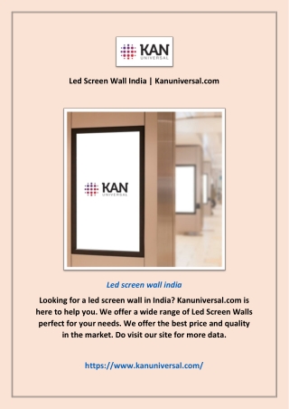 Led Screen Wall India | Kanuniversal.com