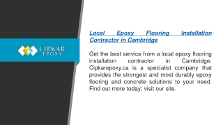 Local Epoxy Flooring Installation Contractor In Cambridge  Cipkarepoxy.ca