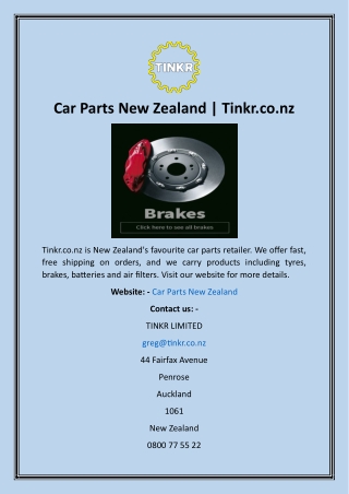 Car Parts New Zealand  Tinkr.co.nz