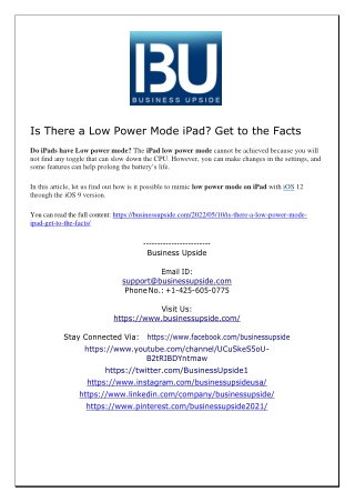 Is There a Low Power Mode iPad? Get to the Facts
