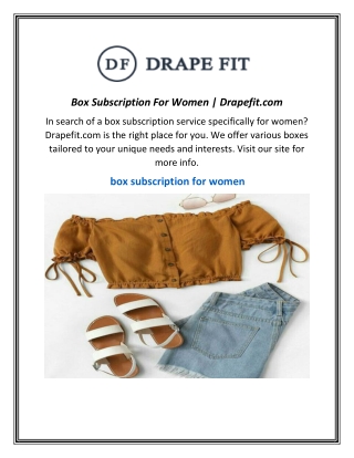 Box Subscription For Women | Drapefit.com
