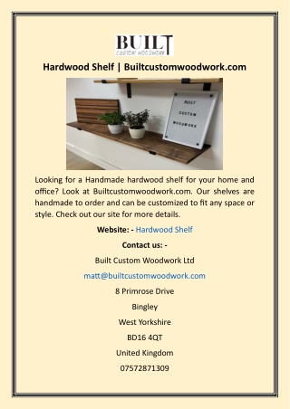 Hardwood Shelf  Builtcustomwoodwork