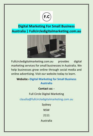 Digital Marketing For Small Business Australia | Fullcircledigitalmarketing.com.