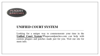 Unified Court System | Plaquesandpatches.com