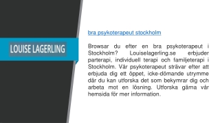 bra psykoterapeut stockholm  Louiselagerling.se