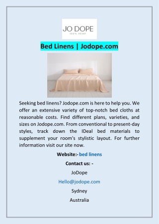 Bed Linens | Jodope.com