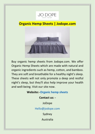 Organic Hemp Sheets | Jodope.com