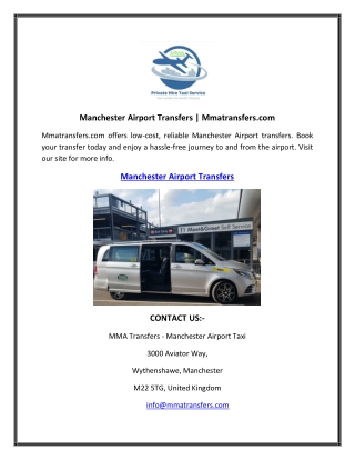 Manchester Airport Transfers  Mmatransfers