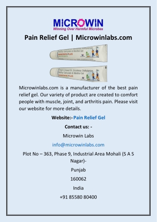 Pain Relief Gel | Microwinlabs.com