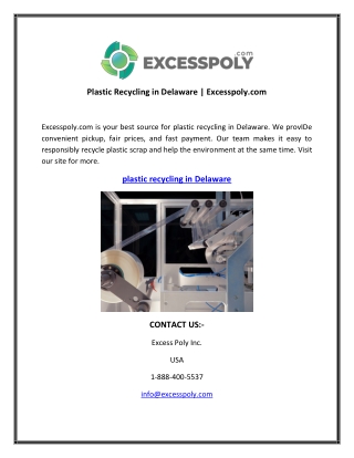 Plastic Recycling in Delaware  Excesspoly