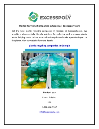 Plastic Recycling Companies in Georgia  Excesspoly