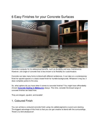 6 Easy Finishes for your Concrete Surfaces