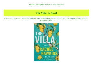 [DOWNLOAD^^][PDF] The Villa A Novel Free Online