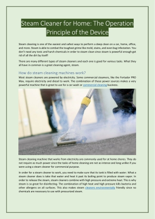 Steam Cleaner for Home: The Operation Principle of the Device