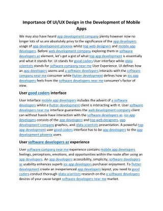 Importance Of UI or UX Design in the Development of Mobile Apps