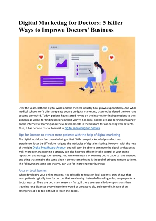 Digital Marketing for Doctors - 5 Killer Ways to Improve Doctors Business