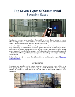 Top Seven Types Of Commercial Security Gates