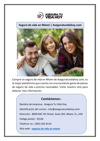 Seguro de vida en Miami | Aseguratuvidahoy.com