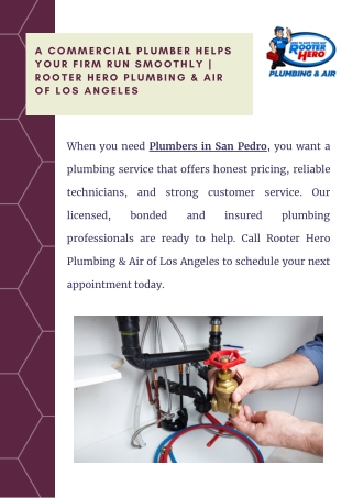 A Commercial Plumber Helps Your Firm Run Smoothly  Rooter Hero Plumbing & Air of Los Angeles