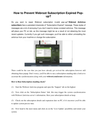 How to Prevent Webroot Subscription Expired Popup Error?