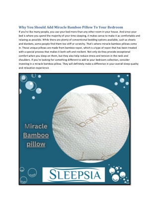 Why You Should Add Miracle Bamboo Pillow To Your Bedroom Collection