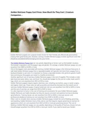 Golden Retriever Puppy Cost Prices: How Much Do They Cost | Creature Companion..