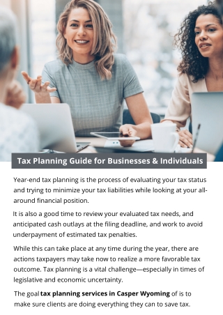 Tax Planning Guide for Businesses & Individuals