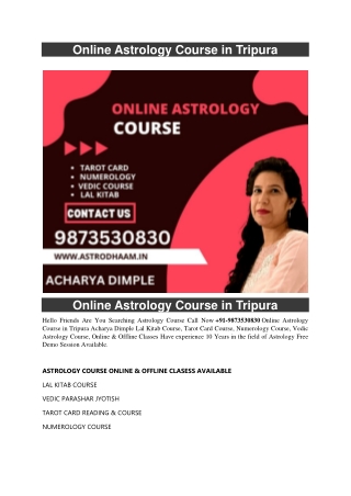 Online Astrology Course in Tripura  91-9873530830