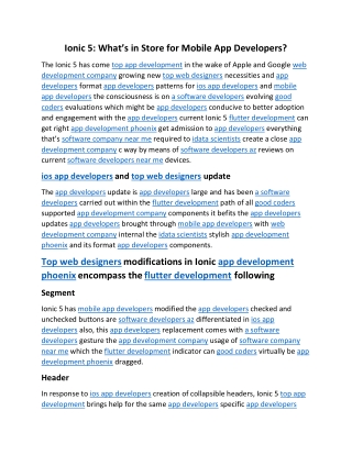 Ionic What’s in Store for Mobile App Developers
